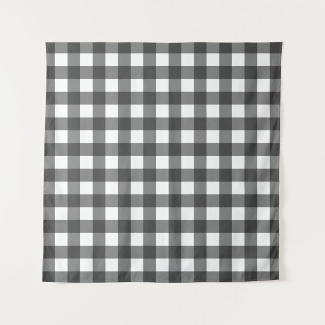 Tapete De Parede Padrão Xadrez em Preto e Branco com Impressão Vich (Frente)