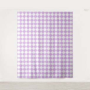 Tapete De Parede Padrão Xadrez Roxo e Branco