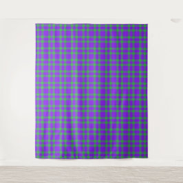 Tapete De Parede Padrão Xadrez Verde Roxo