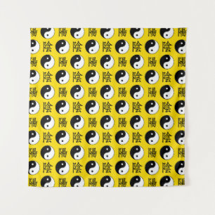 Tapete De Parede Padrão Yinyang Chinês de Fundo Amarelo