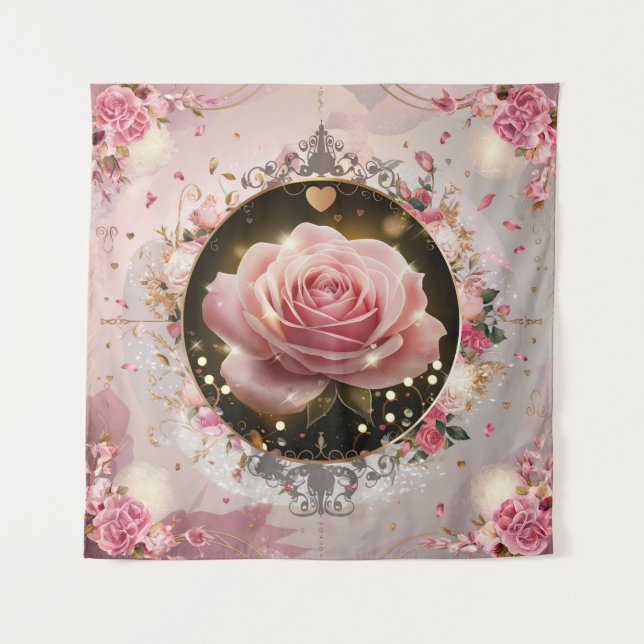 Tapete De Parede Painel #5 de Casamento Elegante com Rosa Rosa (Frente)