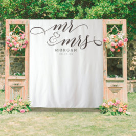 Tapete De Parede Painel de Fundo Casamento Clássico Sr & Sra Banner