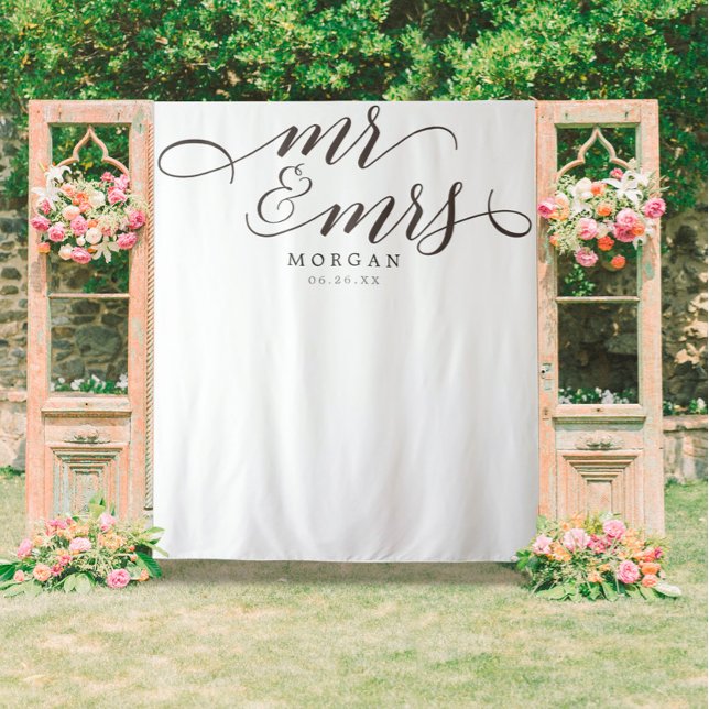 Tapete De Parede Painel de Fundo Casamento Clássico Sr & Sra Banner (Criador carregado)