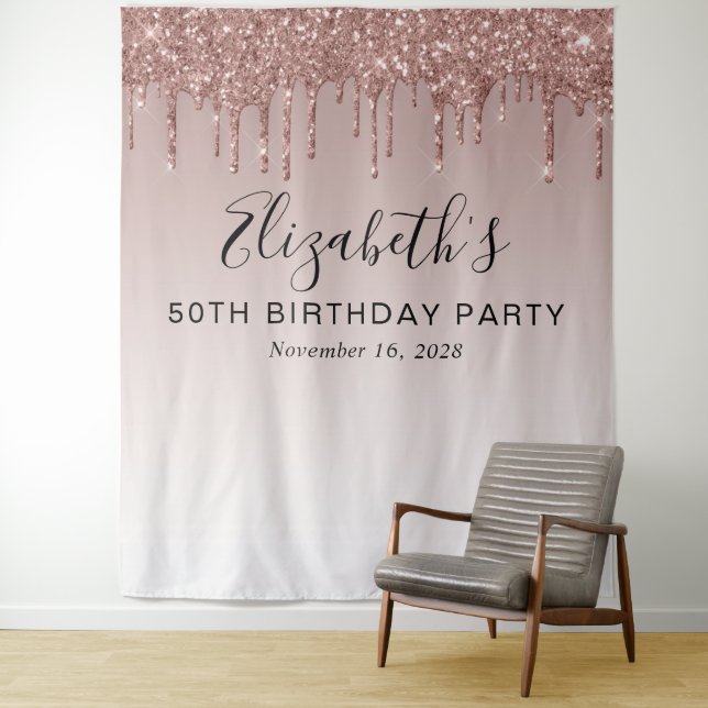 Tapete De Parede Painel de Fundo com Brilho em Rose Gold para Festa (In Situ)