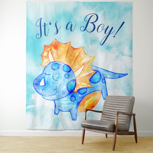 Tapete De Parede Painel de Fundo de Chuvada de Bebê Dino Menino (In Situ)