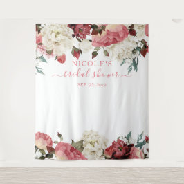 Tapete De Parede Painel de Fundo de Noiva com Flores Rosa Cor-de-Ro