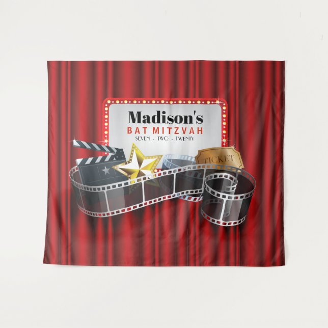 Tapete De Parede Painel de Fundo para Cabine de Fotos de Bat Mitzva (Frente (Horizontal))