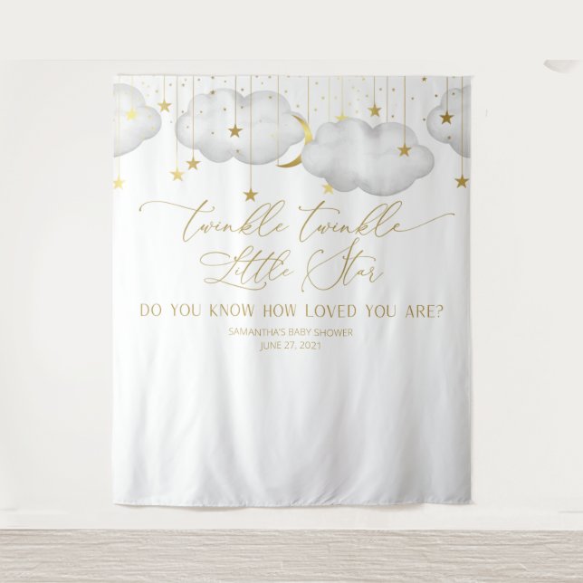 Tapete De Parede Painel de Fundo para Chá de Bebê Lua, Twinkle Litt (Frente)