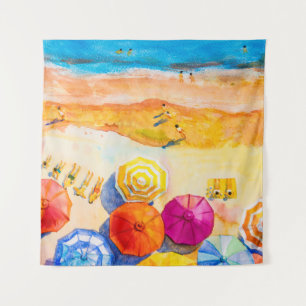 Tapete De Parede Painting watercolor seascape Top view colorful of 