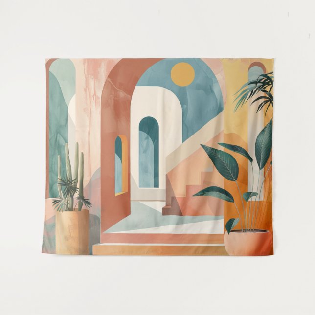 Tapete De Parede Paisagem Boho Abstrato (10) (Frente (Horizontal))