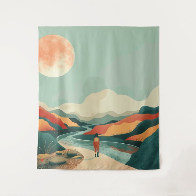 Tapete De Parede Paisagem Boho Abstrato (14) (Frente)