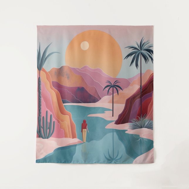 Tapete De Parede Paisagem Boho Abstrato (18) (Frente)