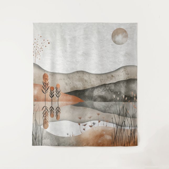 Tapete De Parede Paisagem Boho Abstrato (3) (Frente)