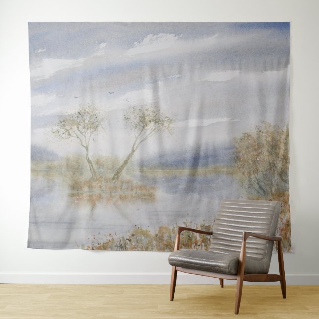 Tapete De Parede Paisagem de Aquarelas da Ilha das Árvores de Quare (In Situ (Horizontal))