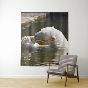 Tapete De Parede Paisagem de Urso Polar Comendo Fruta