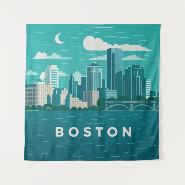Tapete De Parede Paisagem Noturna da Cidade de Massachusetts | Cida (Frente)