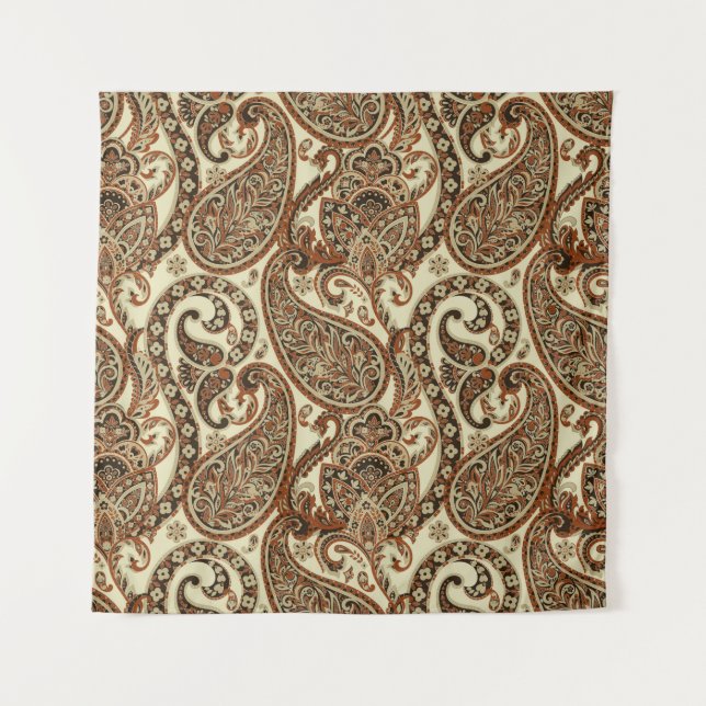 Tapete De Parede Paisley Pattern. Seamless Asian Textile Background (Frente)