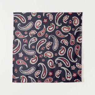 Tapete De Parede Paisley tradicional indiano, padrão de marinho.
