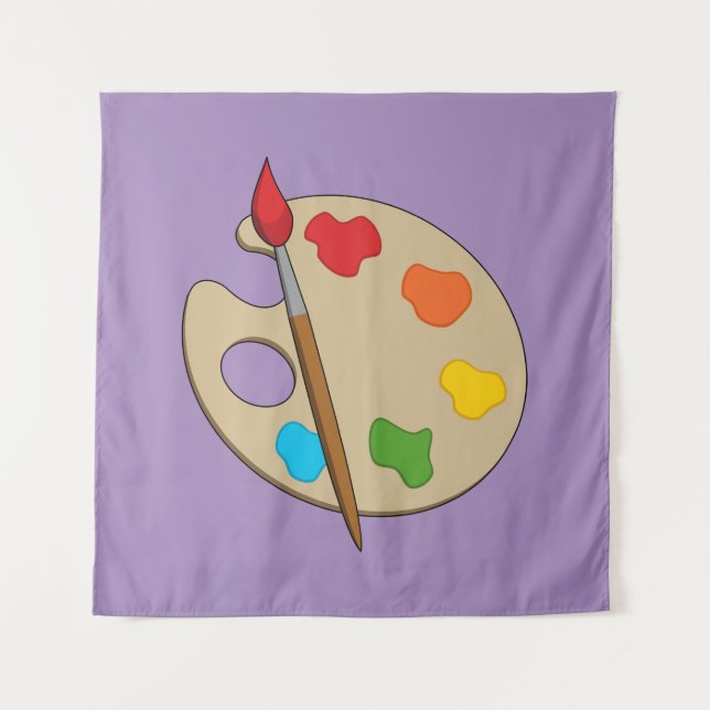 Tapete De Parede Paleta de Artista com Pincel de Pintura (Frente)