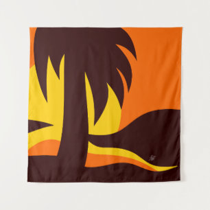 Tapete De Parede Palm Tree On Beach Sunset