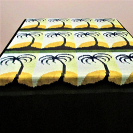 Tapete De Parede Palm Trees Island Sun Green Artisan Crochet Impres