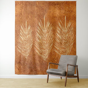 Tapete De Parede Palma De Olhar De Cobre Brilhante Deixa-Se Desenha