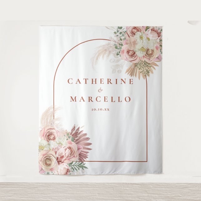 Tapete De Parede Pampas Grass Terracotta Fotografia de Casamento (Frente)