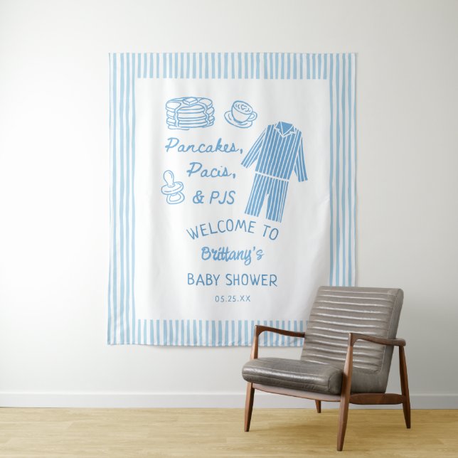 Tapete De Parede Pancakes, Pacis & PJs Boy Baby Shower Welcome  (In Situ)