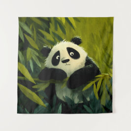 Tapete De Parede Panda Curioso Espreita Bambu