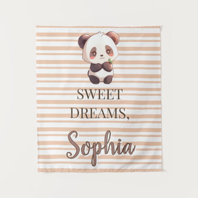 Tapete De Parede Panda Fofo Personalizado Sonhos Doces (Frente)