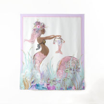 Panfletos de Fundo de Chá de Bebê Sereia Étnica