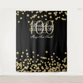 Tapete De Parede Pano de Fundo 100º Aniversário Dourado Preto Confe