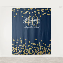 Tapete De Parede Pano de Fundo 40º Aniversário Dourado Azul Marinho