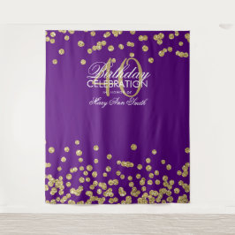 Tapete De Parede Pano de Fundo 40º Aniversário Dourado Roxo Confete