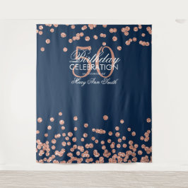 Tapete De Parede Pano de Fundo 50º Aniversário Rosa Dourado Confete