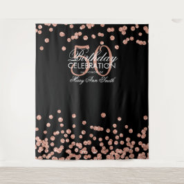 Tapete De Parede Pano de Fundo 50º Aniversário Rosa Dourado Preto C