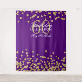 Tapete De Parede Pano de Fundo 60º Aniversário Dourado Roxo Confete