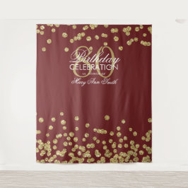Tapete De Parede Pano de Fundo 80º Aniversário Dourado Burgundy Con