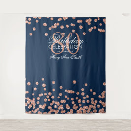 Tapete De Parede Pano de Fundo 80º Aniversário Rosa Dourado Azul Ma