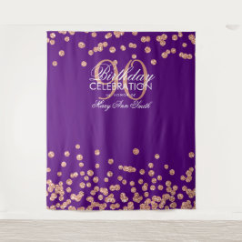 Tapete De Parede Pano de Fundo 90º Aniversário Rosa Dourado Roxo Co
