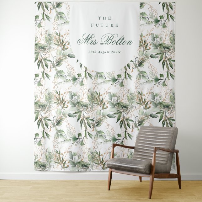 Tapete De Parede Pano de Fundo Boho de Eucalipto para Chá de Noiva  (In Situ)