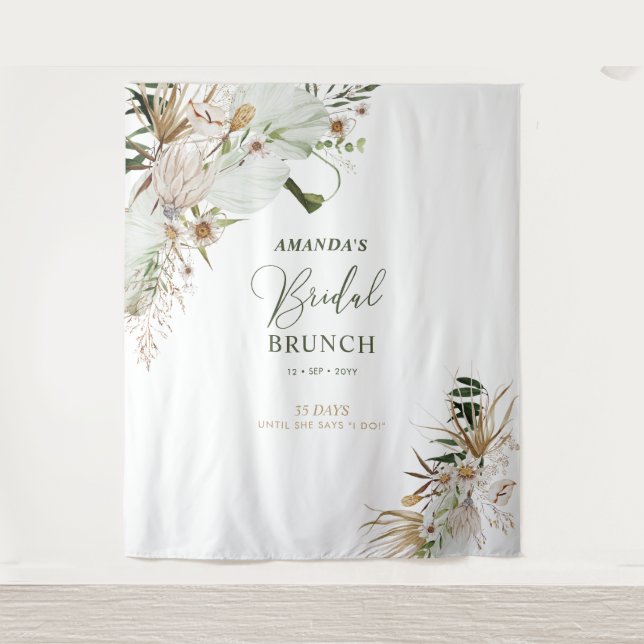 Tapete De Parede Pano de Fundo Boho para Café da Manhã de Noivado e (Frente)