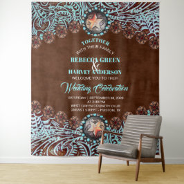 Tapete De Parede Pano de Fundo Casamento Country Western Turquesa