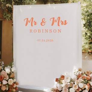 Tapete De Parede Pano de Fundo Casamento Moderno Coral Laranja Mr e