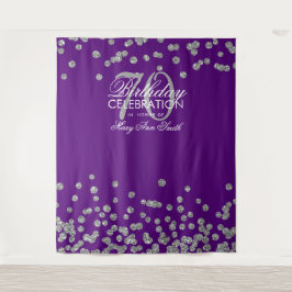 Tapete De Parede Pano de Fundo Confetes Prata Roxo Aniversário de 7