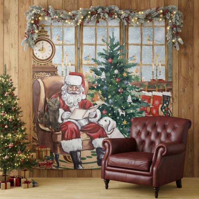 Tapete De Parede Pano de Fundo de Animais de Natal Aconchegante Pap (Criador carregado)