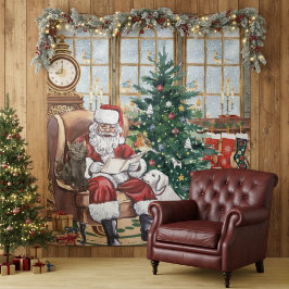 Tapete De Parede Pano de Fundo de Animais de Natal com Papai Noel A