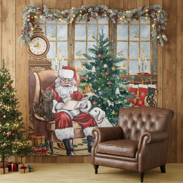 Tapete De Parede Pano de Fundo de Animais de Natal com Papai Noel A