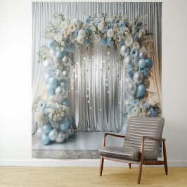 Tapete De Parede Pano de Fundo de Arco de Balão Azul Pastel, Flora
