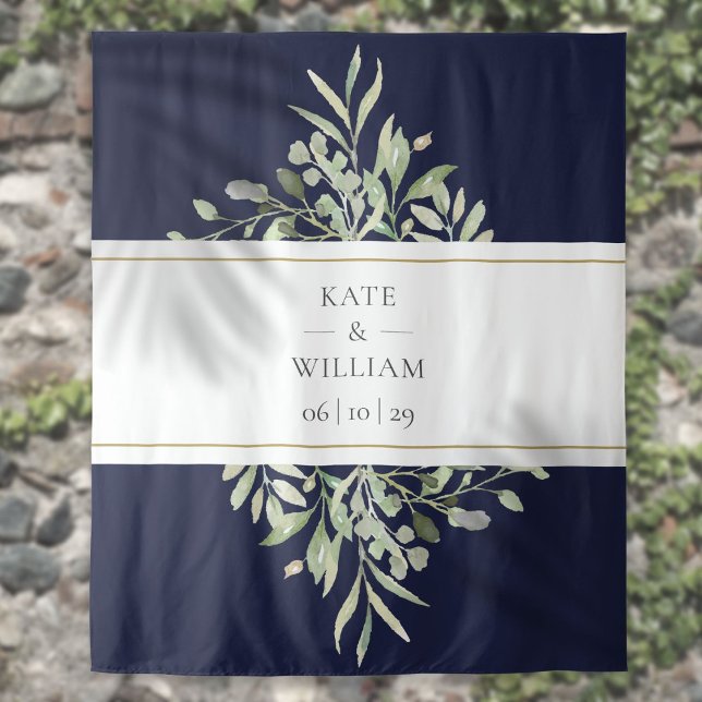 Tapete De Parede Pano de Fundo de Cabine de Fotos de Casamento Navy (Criador carregado)